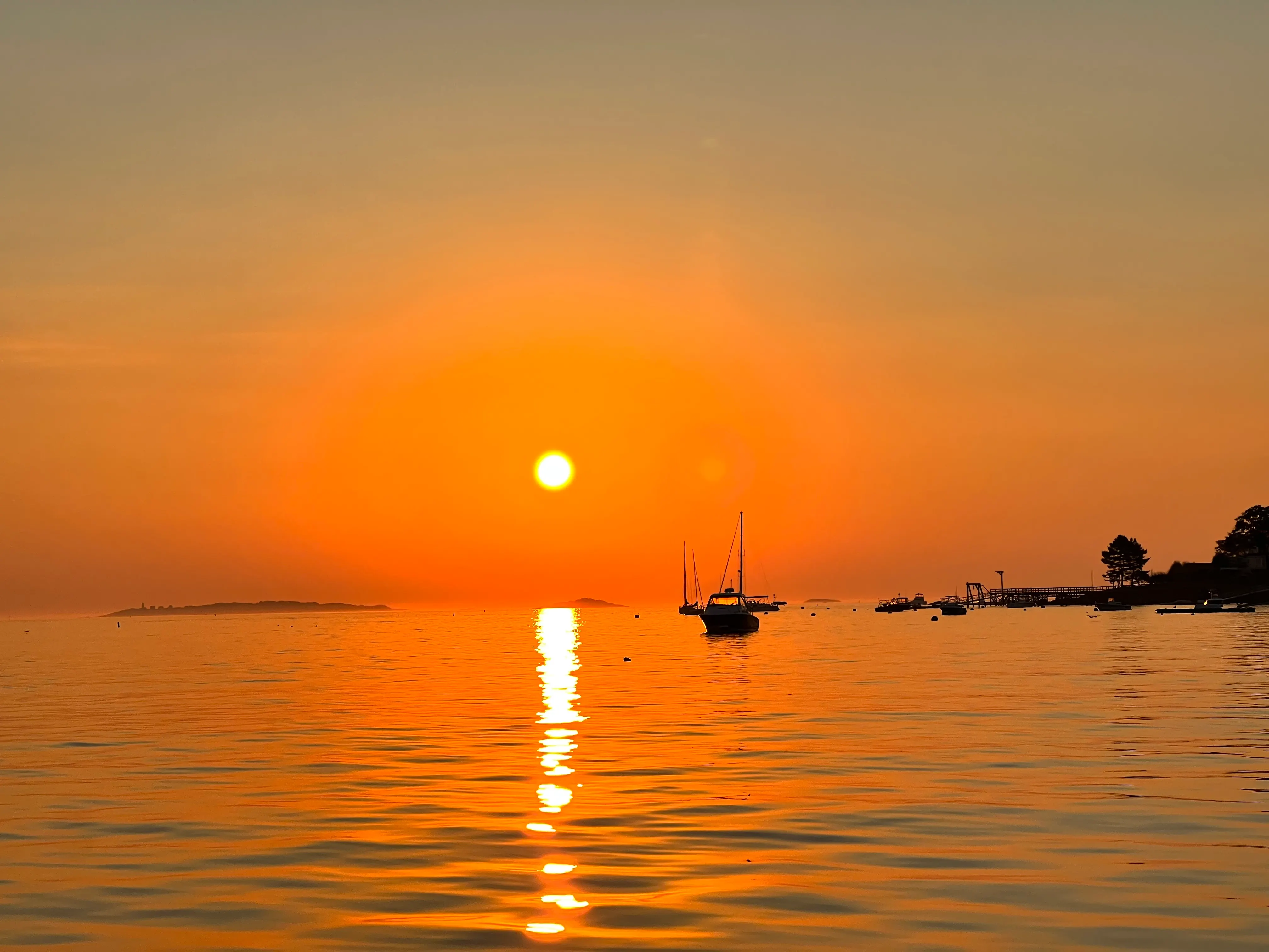 Sunrise in Salem Sound, looking toward Marblehead, MA.